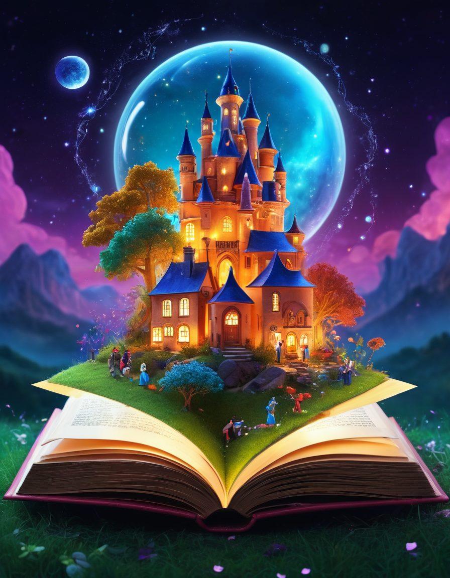 A vivid scene depicting a diverse group of individuals gathered around a glowing, enchanted book, symbolizing storytelling. They are sharing ideas and experiences, with luminous thought bubbles filled with symbols of creativity and expression surrounding them. The background features a whimsical landscape representing the GNXX community, with digital elements illustrating the blogging journey. The atmosphere is warm and inviting, infused with a touch of magic. vibrant colors. enchanting. 3D.